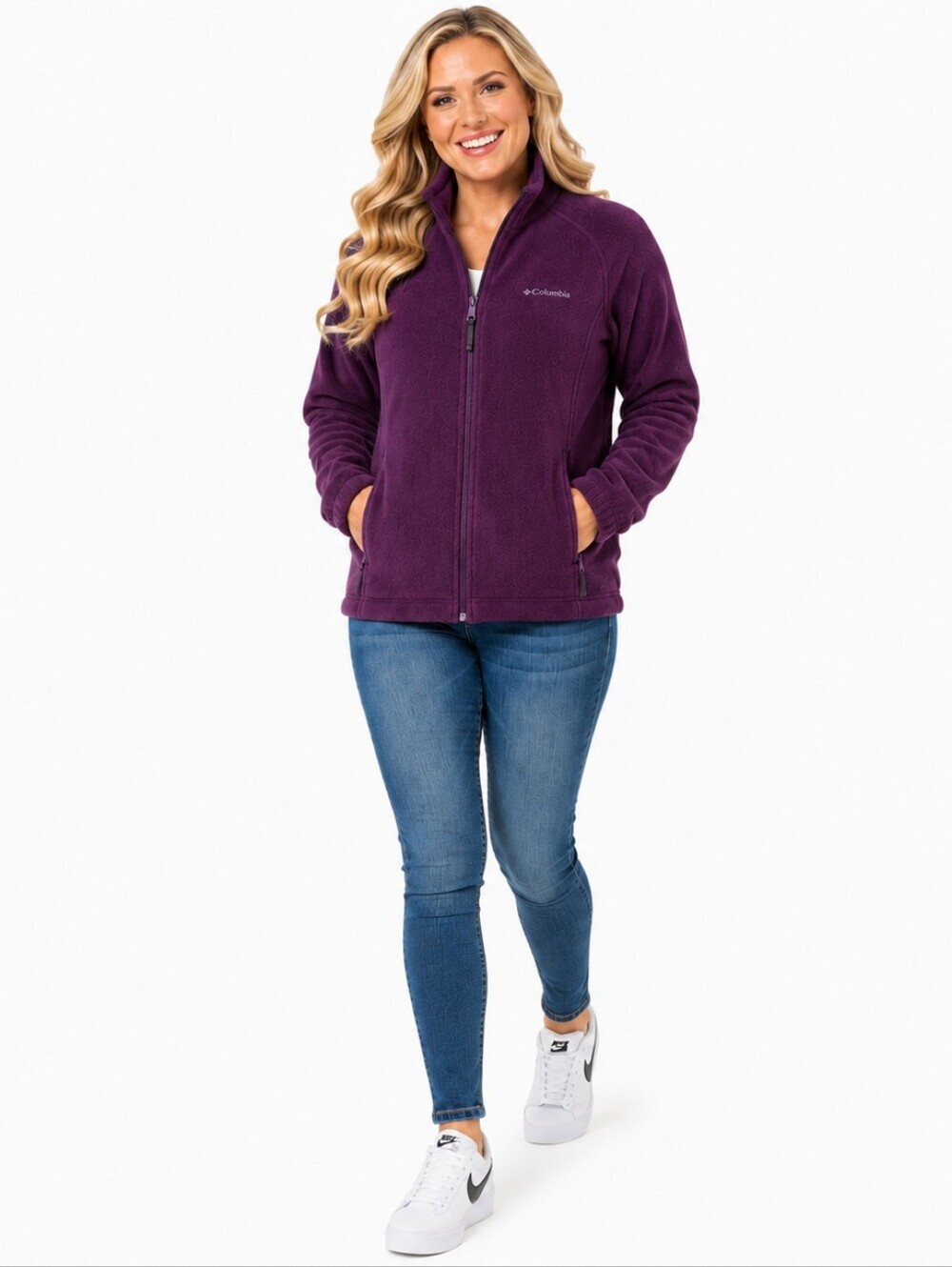 Columbia Sportswear Women’s M Plum Fleece Full Zip 4 Pocket Jacket NWOT